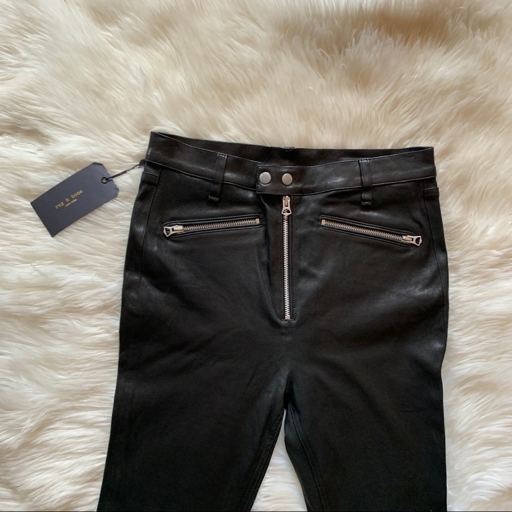 New! RAG & BONE Braxton Lambskin Leather Pants - Picture 7 of 12